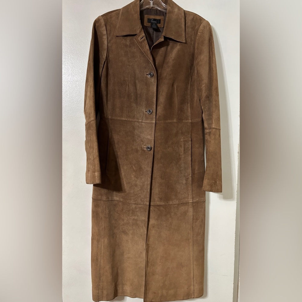 Frenchi Vintage Brown Suede Coat Medium